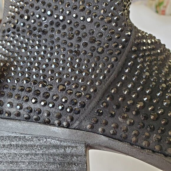 Very G Blinged Out Black Zip Up Boot Size 7.5 - Picture 8 of 16